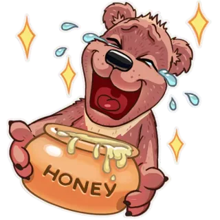 😃 HONEY urso, mel, desenho animado, feliz, rindo, doce telegram sticker