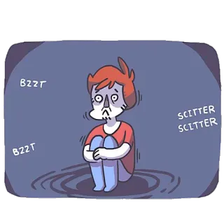 😰 BZZT SCITTER 만화, 불안, 우울증, 정신 건강, 무서운, 공포, 일러스트 telegram sticker