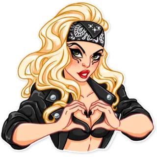 ❤️ phụ nữ, nhãn dán, hoạt hình, cử chỉ trái tim, khăn bandana, tóc vàng telegram sticker
