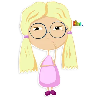 🤔 Hm. dziewczyna, kreskówka, blondynka, myśli, okulary, hm telegram sticker