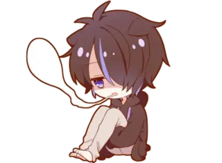 👻 Anime, Chibi, Fofo, Sentado, Personagem telegram sticker