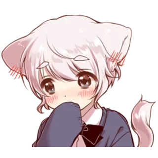 😳 Anime, Katze, Süß, Kawaii, Aufkleber, Manga, Anthropomorph telegram sticker