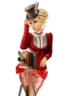 🤳 mujer, sombrero de copa, cámara, vintage, moda, retrato telegram sticker