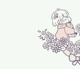 ❤️ chica, flores, lindo, pastel, ilustración, kawaii telegram sticker