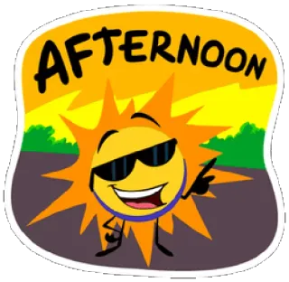 🌞 Afternoon matahari, siang, kartun, kacamata hitam, emoji, musim panas, cuaca telegram sticker