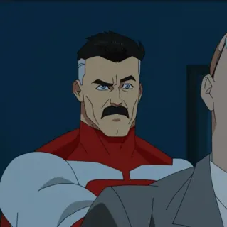 🌐 Omni-Man Invincible Superheld, Cartoon, Bösewicht, Schnurrbart, wütend telegram sticker