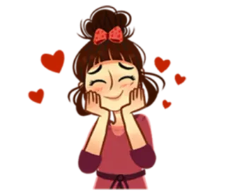 ❤ ผู้หญิง, การ์ตูน, น่ารัก, เขินอาย, มีความสุข telegram sticker