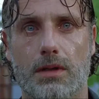 😳 Rick Grimes The Walking Dead crying, sad, emotional, Rick Grimes, The Walking Dead, face, tears telegram sticker
