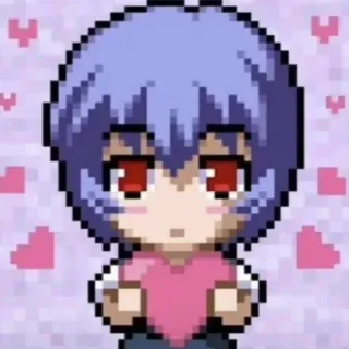 📓 Pixel Art, Anime, Herz, Süß, Chibi whatsapp sticker