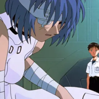 📓 Rei Ayanami Neon Genesis Evangelion Anime, Verbunden, Verletzung, Charakter whatsapp sticker