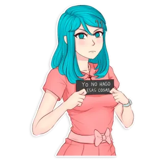 😾 YO NO HAGO ESAS COSAS anime meisje, blauw haar, Spaans, zin, sticker telegram sticker