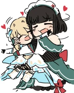 🏖 anime, maid, hug, kawaii, friendship, cute telegram sticker