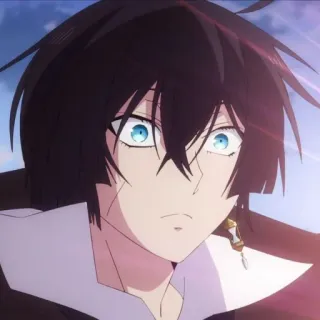 💎 Anime, Manga, Personnage, yeux bleus, cheveux noirs, portrait telegram sticker