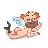 👋 nagi mężczyzna, anioł, kupidyn, kreskówka, śmieszne, postać, skrzydła whatsapp sticker
