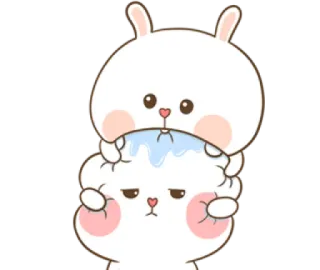 😌 thỏ, dễ thương, hoạt hình, động vật, kawaii, thỏ telegram sticker