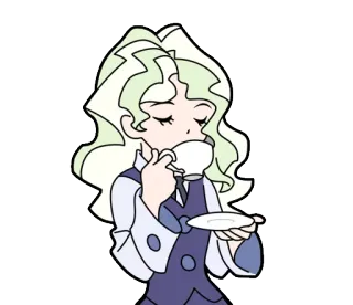 😌 Anime, Personaje, Dibujo animado, Chica, Té, Taza telegram sticker