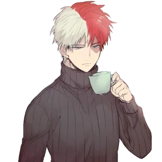 🍵 Todoroki Shoto My Hero Academia Anime, Karakter, Todoroki, My Hero Academia, Kopi, Manga whatsapp sticker