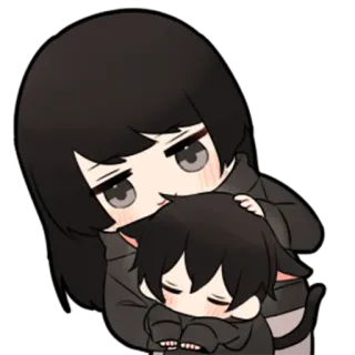 ❤️ chibi, cute, couple, cartoon, catboy, affection telegram sticker