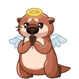 😇 lontra, anjo, fofo, auréola, asas, kawaii, animal telegram sticker
