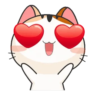 😍 mèo, động vật, nhãn dán, tình yêu, trái tim, mắt telegram sticker