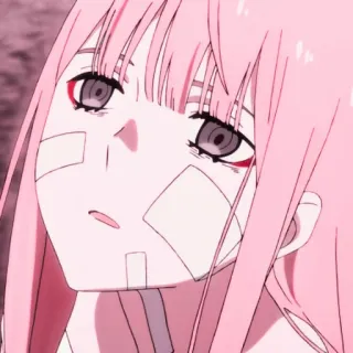 🍒 Zero Two Darling in the Franxx Anime, Mädchen, Rosa Haare, Zero Two, Darling in the Franxx telegram sticker