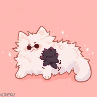 🖤 @HAWKS gatto, soffice, gattino, carino, animale whatsapp sticker