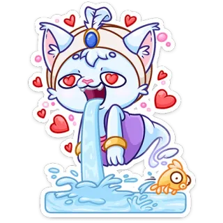 😍 kucing, jin, kartun, hati, air, imut telegram sticker