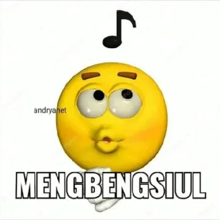 😘 MENGBENSIUL Emoji, Assobiando, Música, Indonésio, Desenho animado, Amarelo, Engraçado telegram sticker