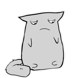😔 고양이, 회색, 만화, 동물, 애완 동물, 졸린 telegram sticker