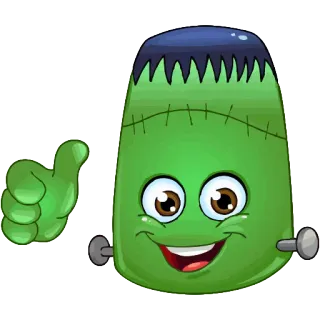 👻 Frankenstein's monster Monster, Cartoon, Halloween, Daumen hoch telegram sticker