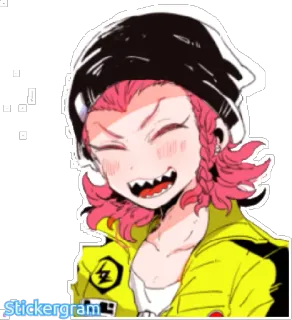 😂 Kazuichi Souda Danganronpa Аниме, Розовые волосы, Шапка, Казуичи Сода, Danganronpa, Видеоигра whatsapp sticker