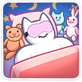 😴 chat, dormir, lit, nuit, étoiles, lune, jouets telegram sticker