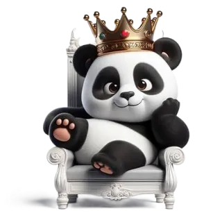 🌟 Panda, Corona, Trono, Dibujo animado, Lindo, Animal whatsapp sticker