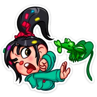 🤢 Vanellope von Schweetz Wreck-It Ralph dessin animé, fille, les mondes de ralph, dégoûtée, vanellope telegram sticker