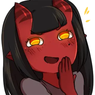 😼 Dämon, Mädchen, Anime, Rot, Hörner telegram sticker