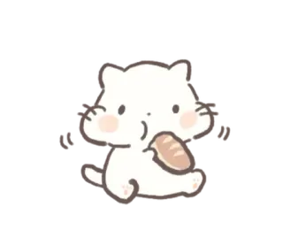 😋 kat, brood, dier, kawaii, schattig telegram sticker