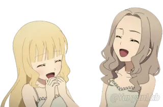 😂 @YumYumLab anime, kartun, wanita, tersenyum, persahabatan telegram sticker