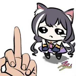 🖕 Аниме, Девушка-кошка, Средний палец, Оскорбительный whatsapp sticker