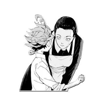 😠 Emma The Promised Neverland Anime, Manga, The Promised Neverland, Emma, Norman, Ray, Isabella telegram sticker