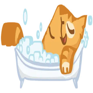 🛁 cat, bath, bubbles, cartoon, cute, animal telegram sticker