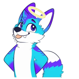 😇 zorro, dibujos animados, lindo, peludo, ángel, halo telegram sticker