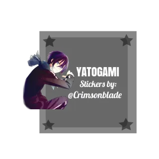 ✏ Yatogami YATOGAMI
Stickers by: @Crimsonblade Anime, Manga, Personaje, Fanart, Noragami, Yatogami, Pegatinas telegram sticker