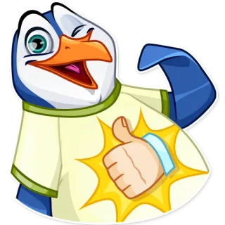 👍 pinguin, daumen hoch, positiv, tier, cartoon, aufkleber telegram sticker