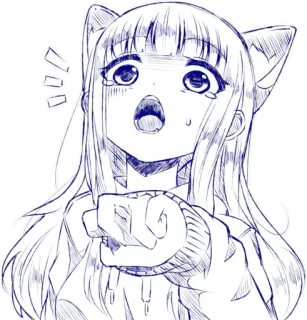 😱 anime, gadis kucing, terkejut, terkejut, telinga kucing telegram sticker