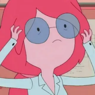 🍓 Princess Bubblegum Adventure Time 卡通, 泡泡糖公主, 探险活宝, 角色, 粉色头发, 眼镜 telegram sticker