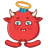 👿 diablo, ángel, dibujos animados, pegatina, rojo, halo, cuernos telegram sticker