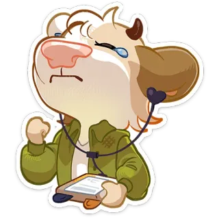 😥 소, 동물, 슬픈, 울음, 만화, 귀여운 telegram sticker