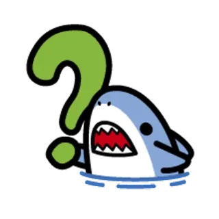 🐯 Squalo, Punto interrogativo, Animale, Cartone animato, Carino, Oceano whatsapp sticker