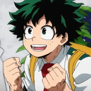 🥦 Izuku Midoriya My Hero Academia 애니메이션, 영웅, 나의 히어로 아카데미아, 미도리야 이즈쿠, 미소, 캐릭터 telegram sticker