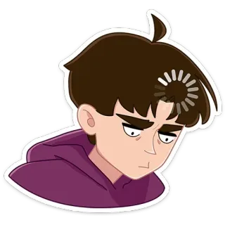 🫥 การ์ตูน, กำลังโหลด, เด็กผู้ชาย, คิด, เสื้อมีฮู้ด, รอ telegram sticker